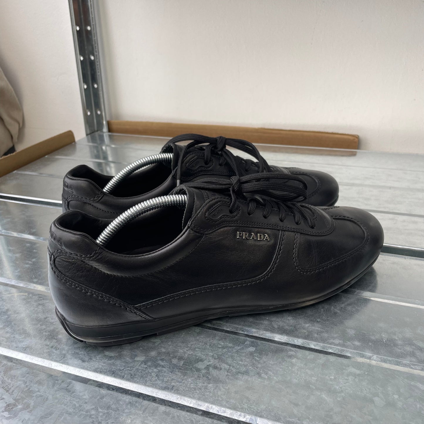 Prada Sport Black 2014 Leather Low Profile Trainers | LARGE, Black