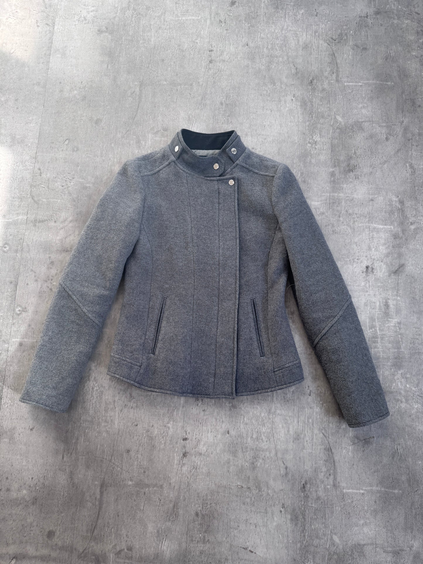 Armani Jeans Asymmetrical Grey Wool Jacket