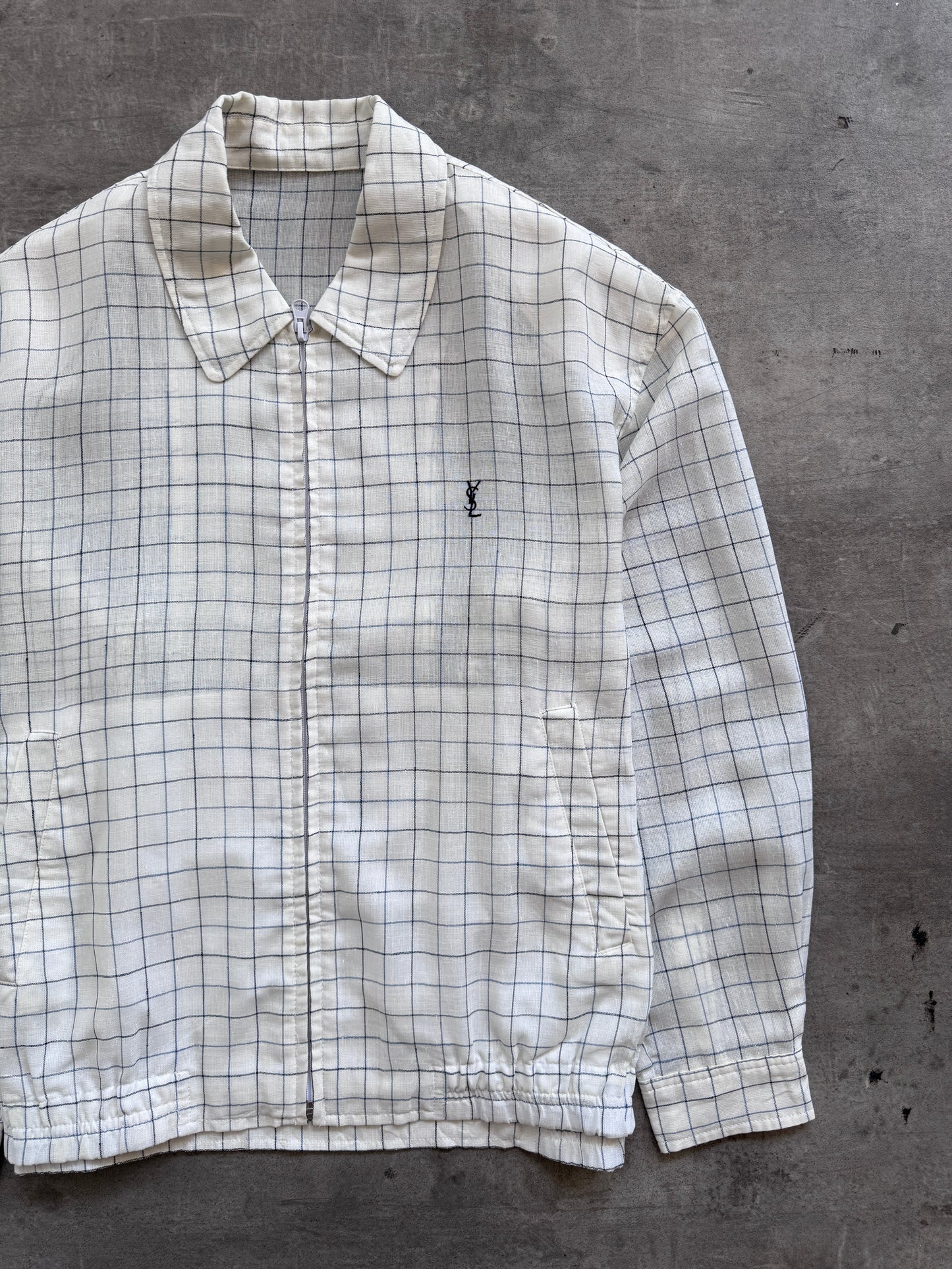 YSL Lightweight Cotton Grid Print Bomber | Extra Large, Multicoloured