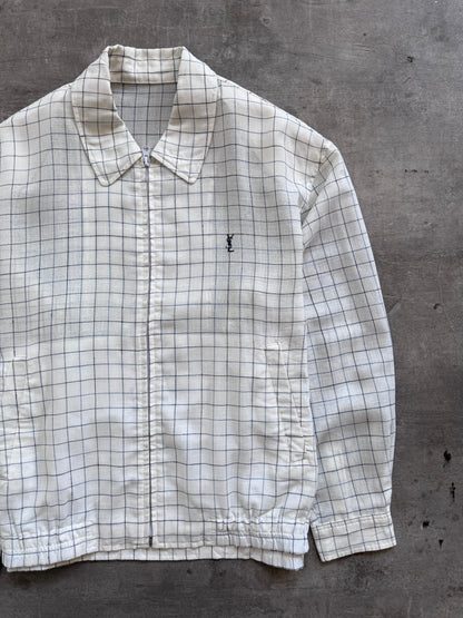 YSL Lightweight Cotton Grid Print Bomber | Extra Large, Multicoloured