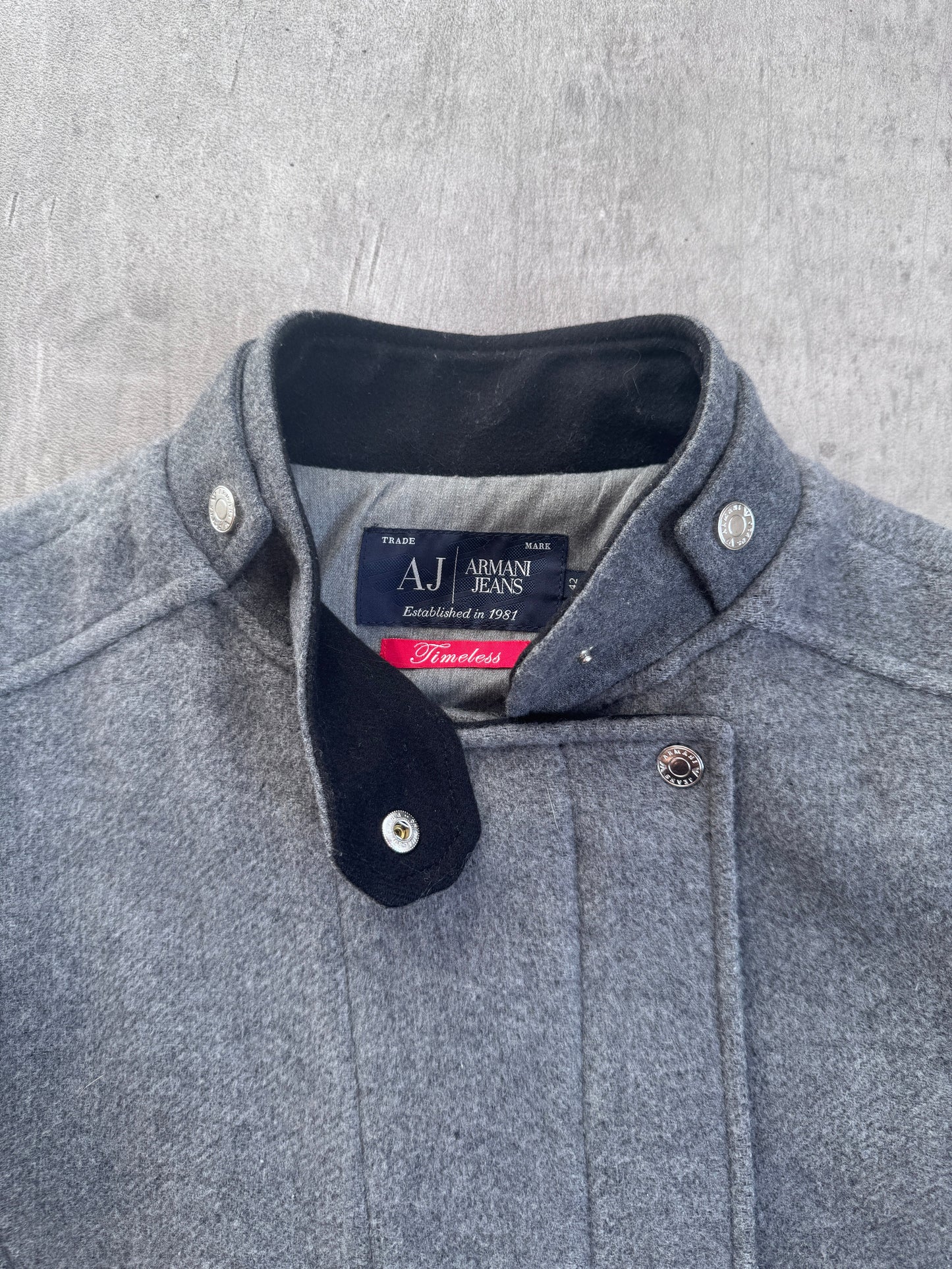 Armani Jeans Asymmetrical Grey Wool Jacket