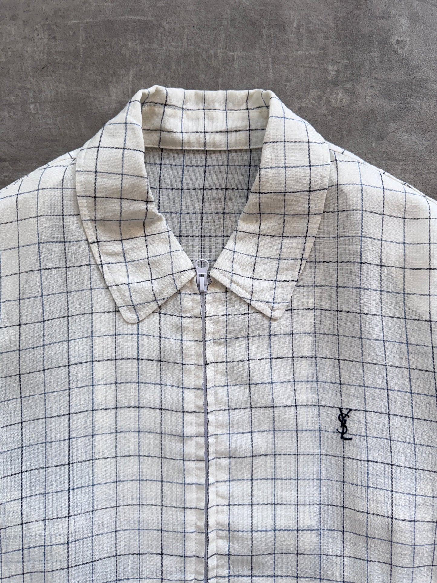 YSL Lightweight Cotton Grid Print Bomber | Extra Large, Multicoloured