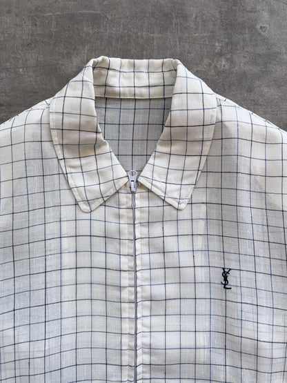 YSL Lightweight Cotton Grid Print Bomber | Extra Large, Multicoloured