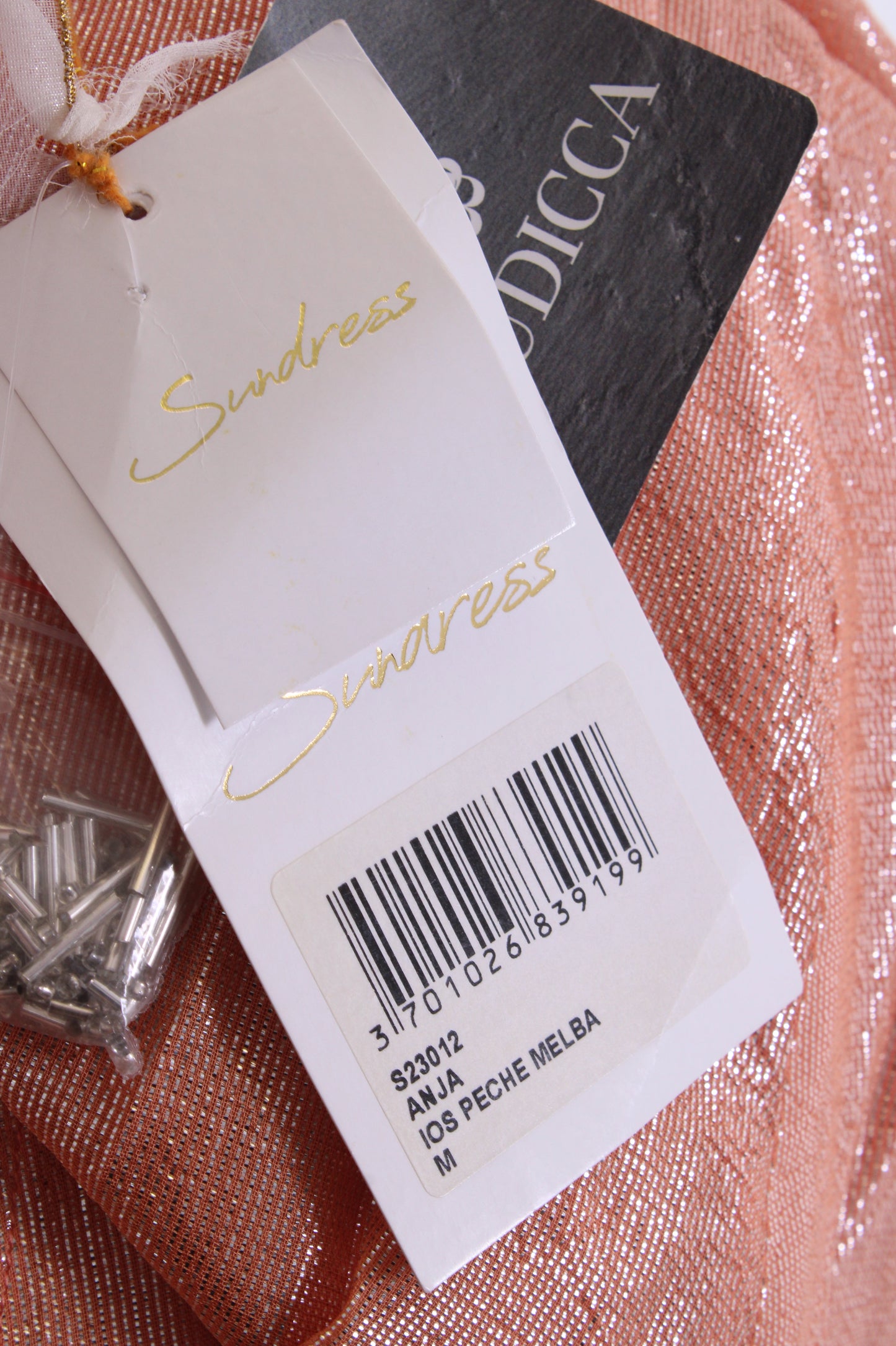 Sundress S/S Shimmer Dress Peach/ Silver M | Medium, Silver
