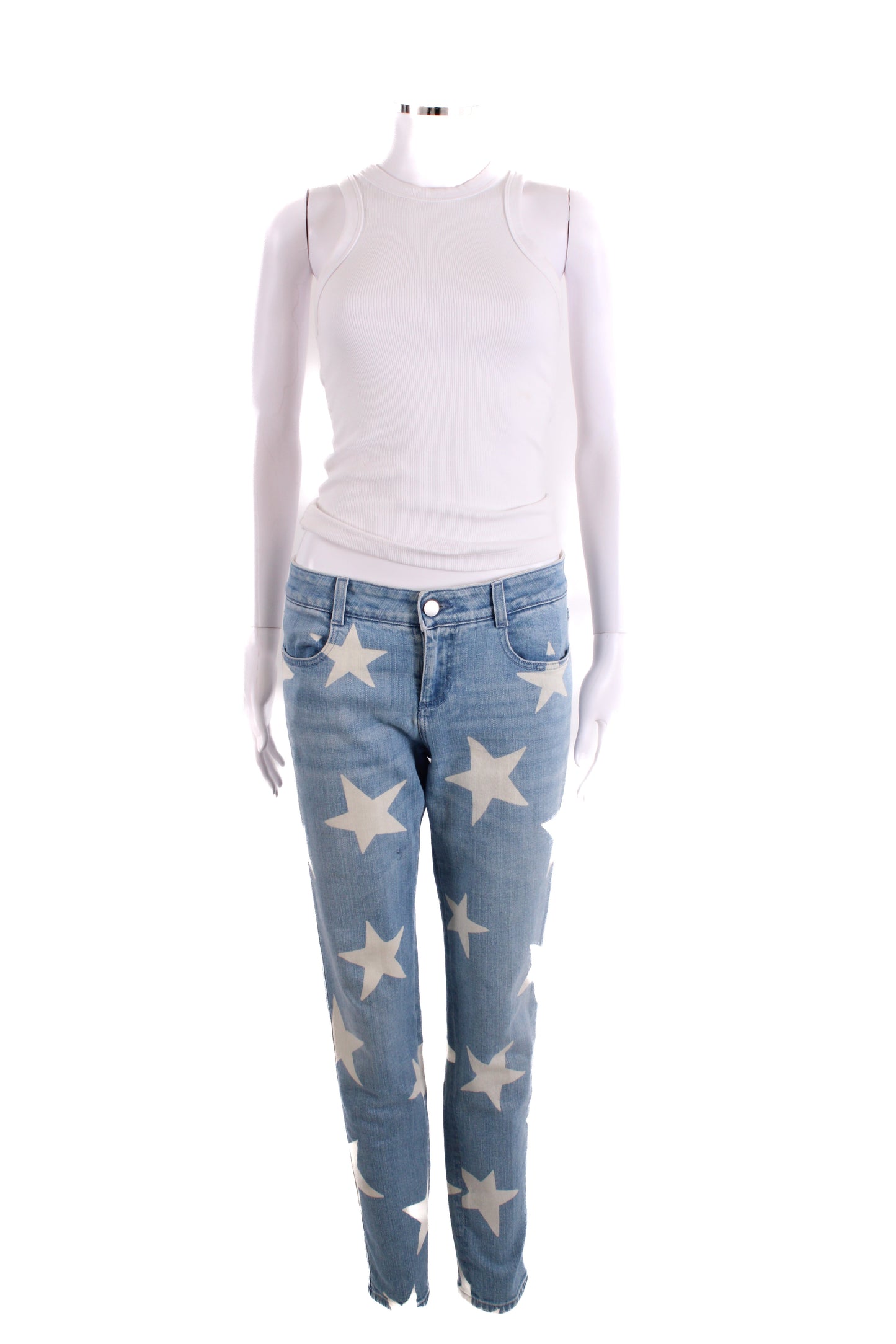 Stella McCartney Star Print Jeans Denim/ White 29W | O/S, Blue