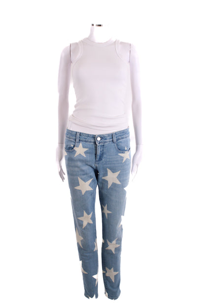 Stella McCartney Star Print Jeans Denim/ White 29W | O/S, Blue