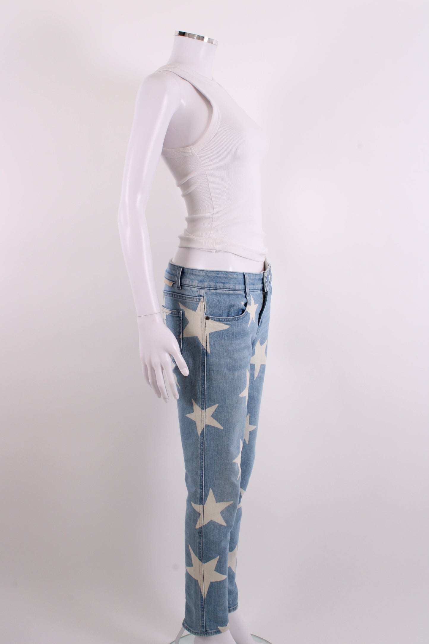 Stella McCartney Star Print Jeans Denim/ White 29W | O/S, Blue