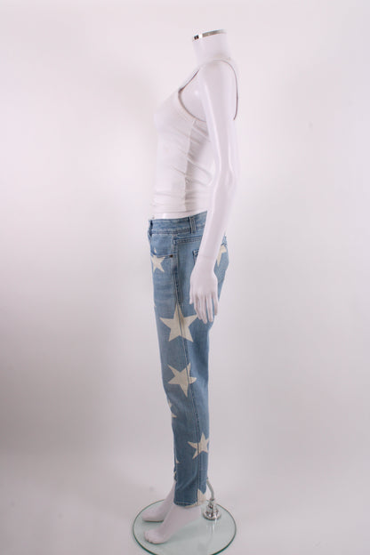 Stella McCartney Star Print Jeans Denim/ White 29W | O/S, Blue