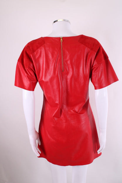 Louis Vuitton Leather Mini Dress Red 8 | Default Title, Gold