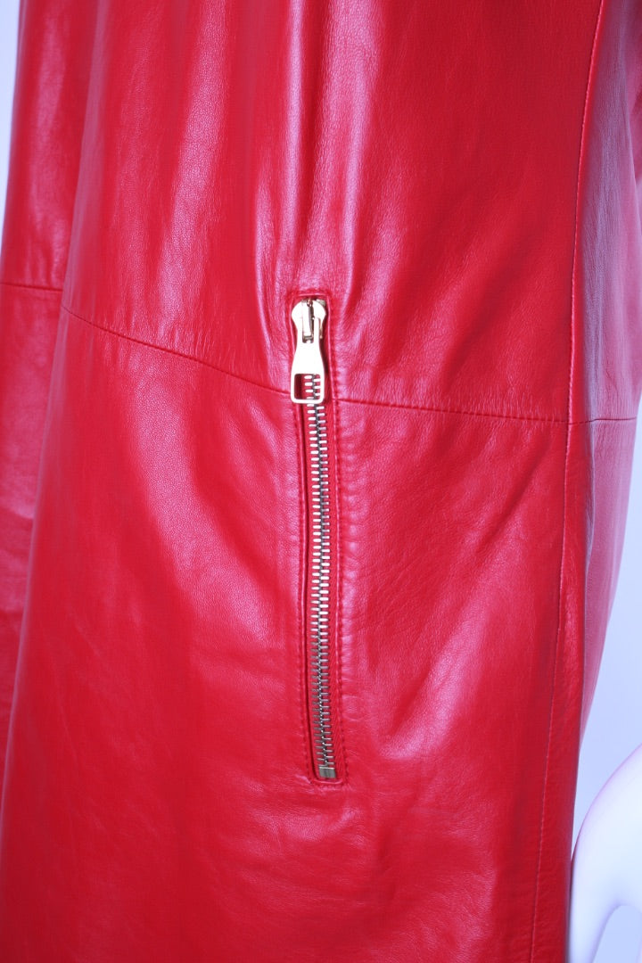 Louis Vuitton Leather Mini Dress Red 8 | Default Title, Gold