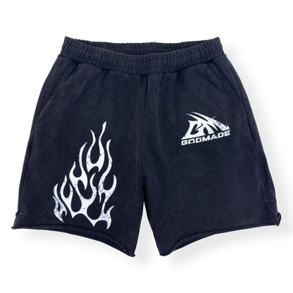 GODMADE FLAME PRINT SHORTS CHARCOAL XL | XL, Charcoal