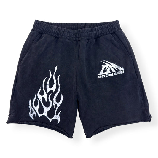 GODMADE FLAME PRINT SHORTS CHARCOAL XL | XL, Charcoal
