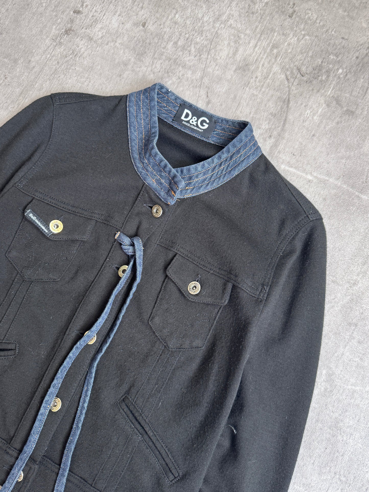 D&G Denim Lined Cotton Cropped Sweater