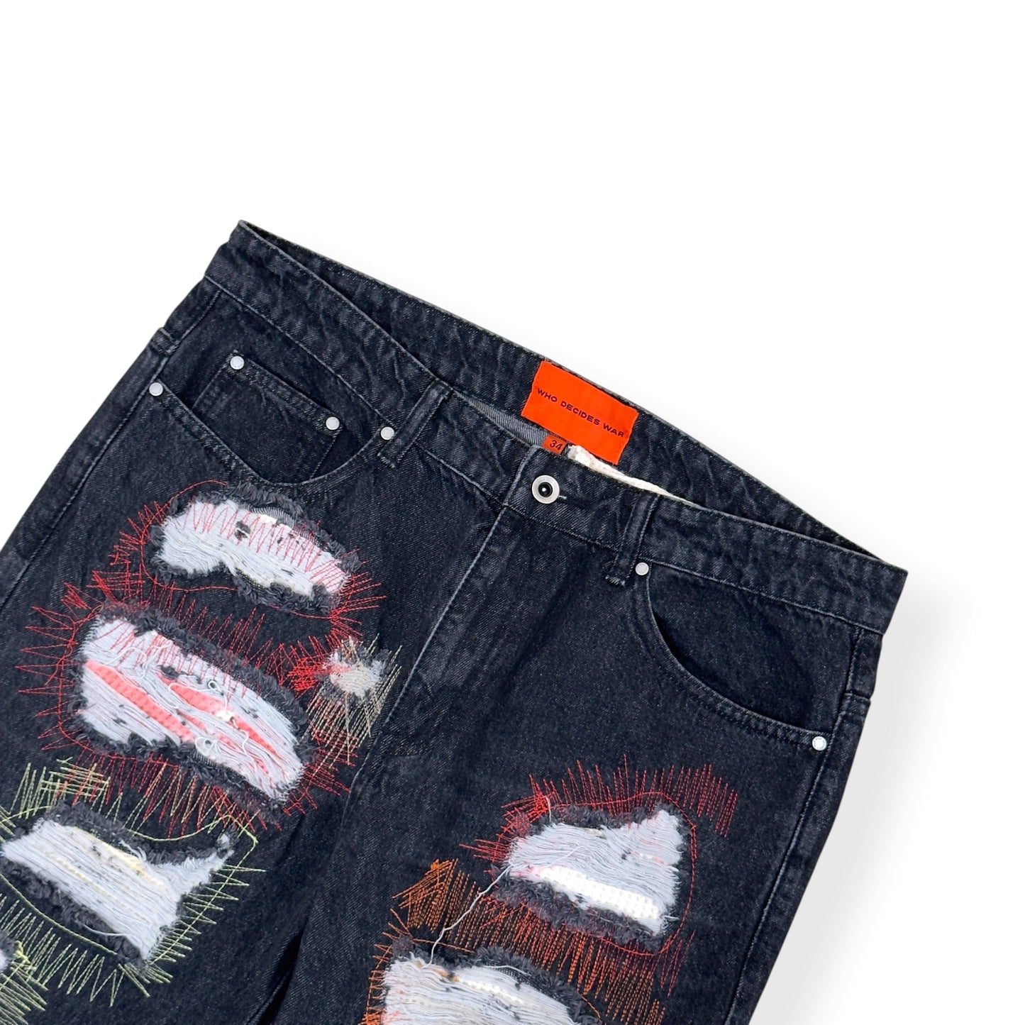 WHO DECIDES WAR PATCHWORK JEANS BLACK L | Large, Black