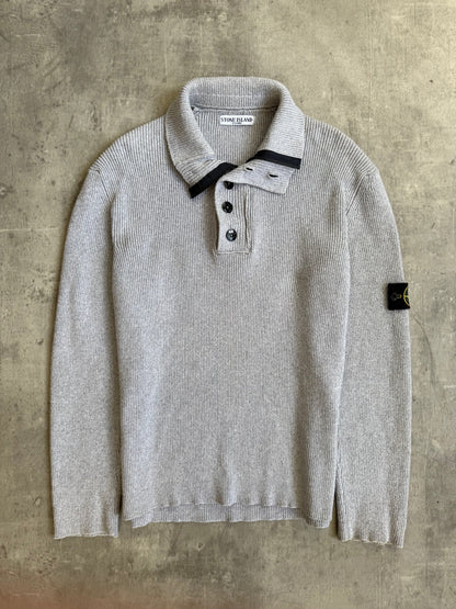 A/W 2009 Stone Island Ribbed Knit 1/4 Zip Grey Sweater