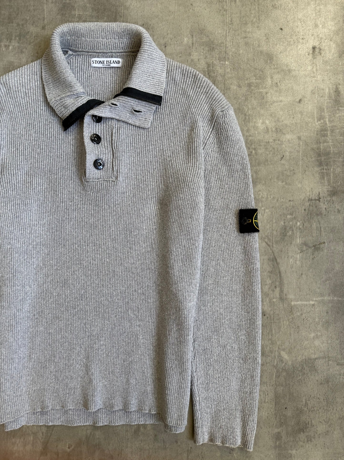 A/W 2009 Stone Island Ribbed Knit 1/4 Zip Grey Sweater