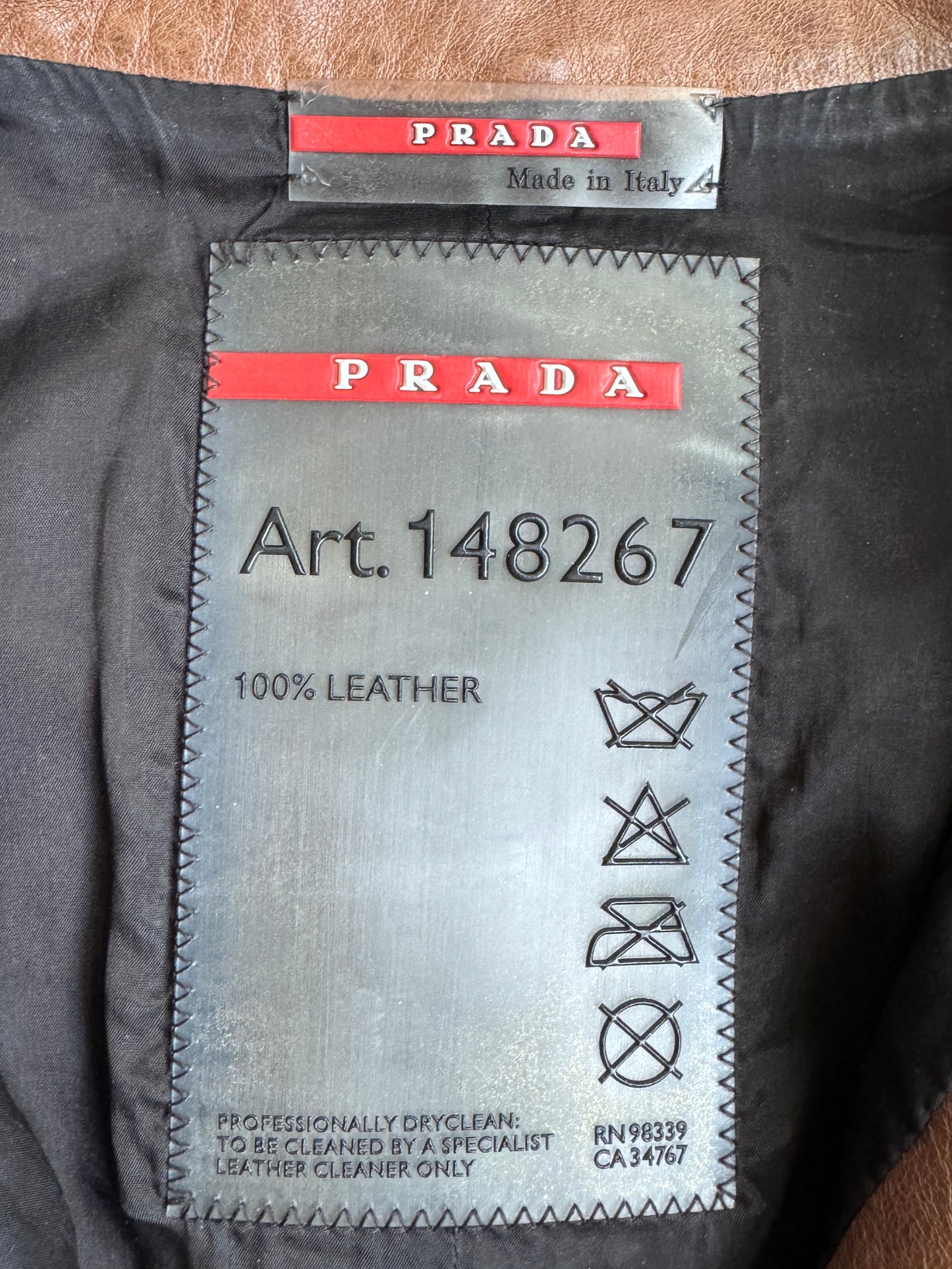 1990s Prada Multi Zip Brown Cropped Leather Jacket SC : 5782