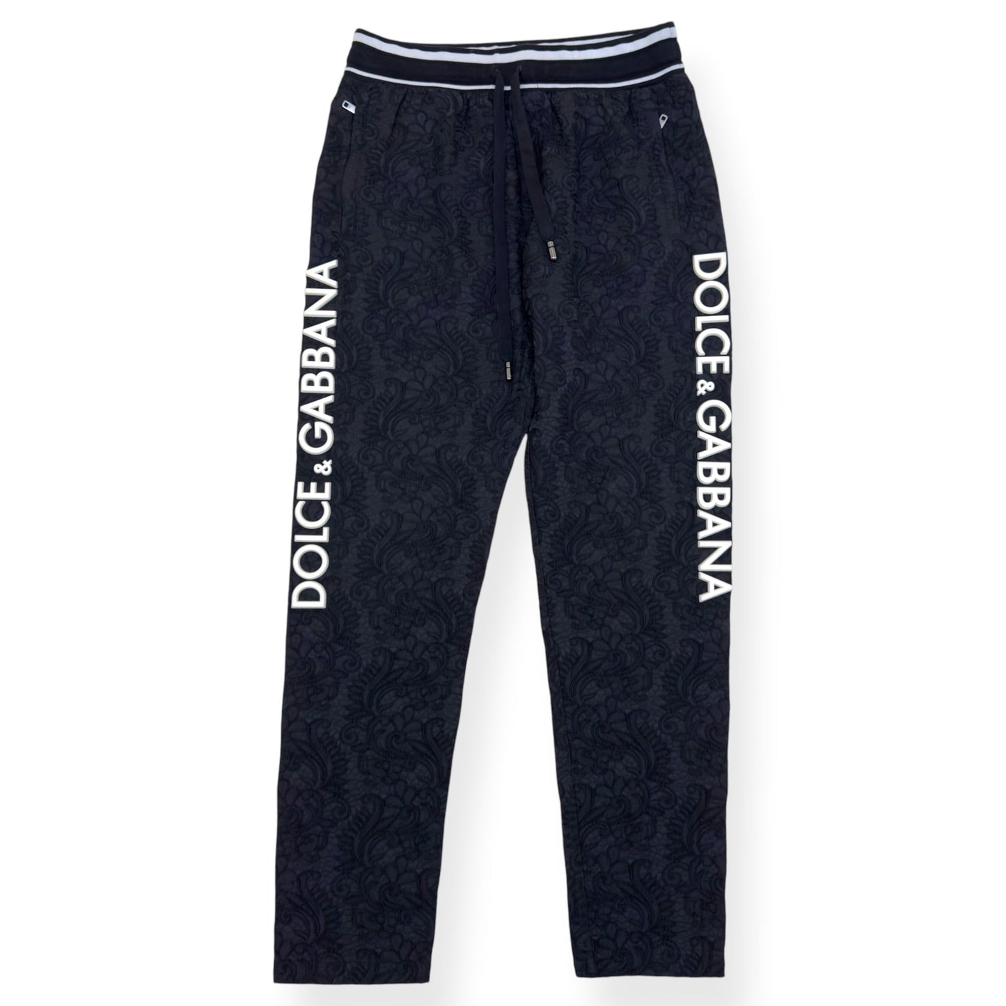 DOLCE GABBANA LOGO TRACK PANTS BLACK 52 / L | Large, Black