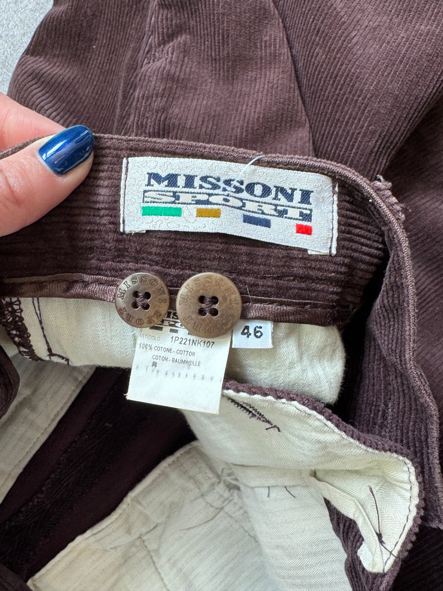 Missoni Sport Burgundy Corduroy Trousers