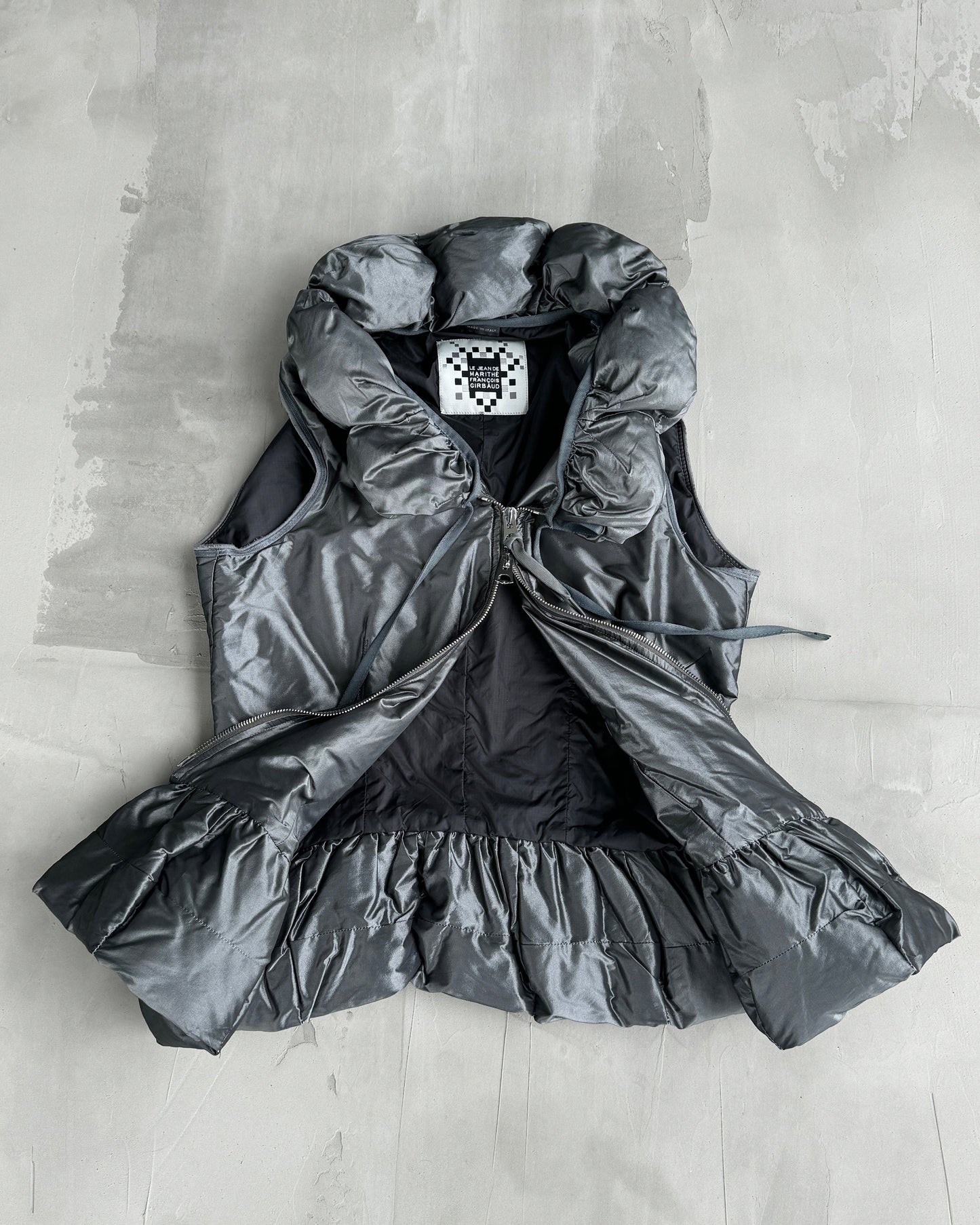 MARITHE FRANCOIS GIRBAUD MFG SILVER PUFFER GILLET JACKET - M | Medium, Silver