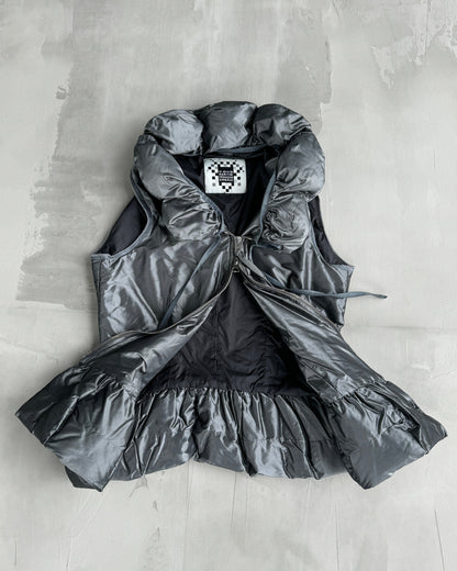 MARITHE FRANCOIS GIRBAUD MFG SILVER PUFFER GILLET JACKET - M | Medium, Silver