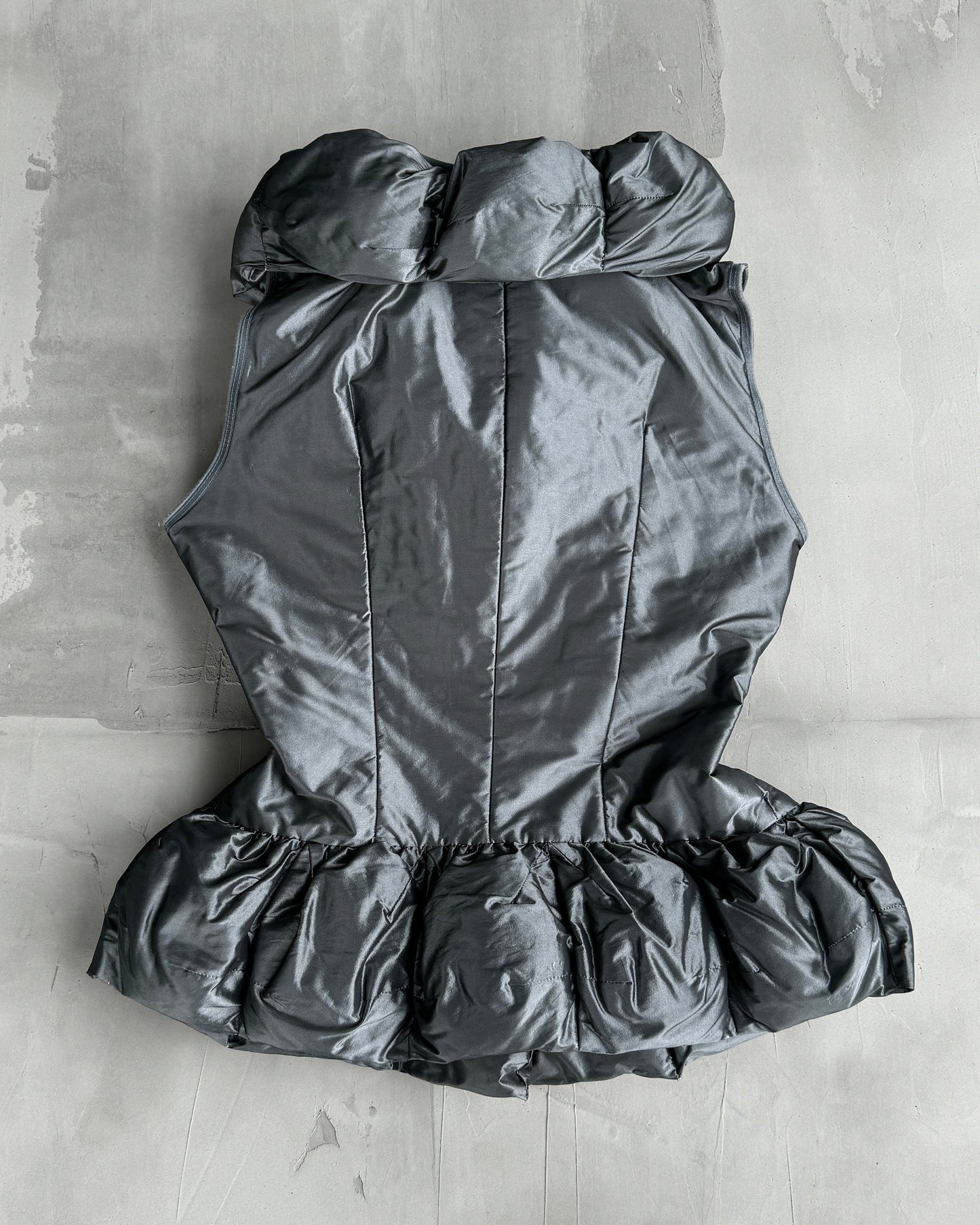 MARITHE FRANCOIS GIRBAUD MFG SILVER PUFFER GILLET JACKET - M | Medium, Silver