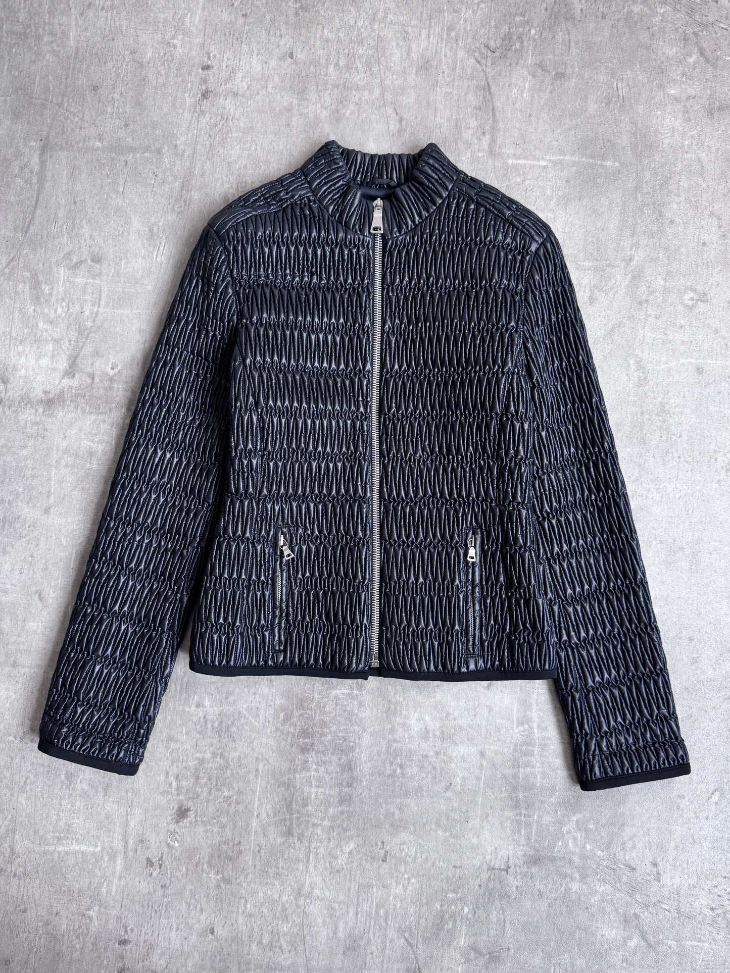 Prada Shirred Nylon Black Lightweight Puffer