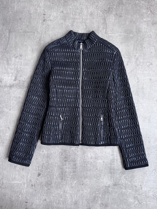 Prada Shirred Nylon Black Lightweight Puffer