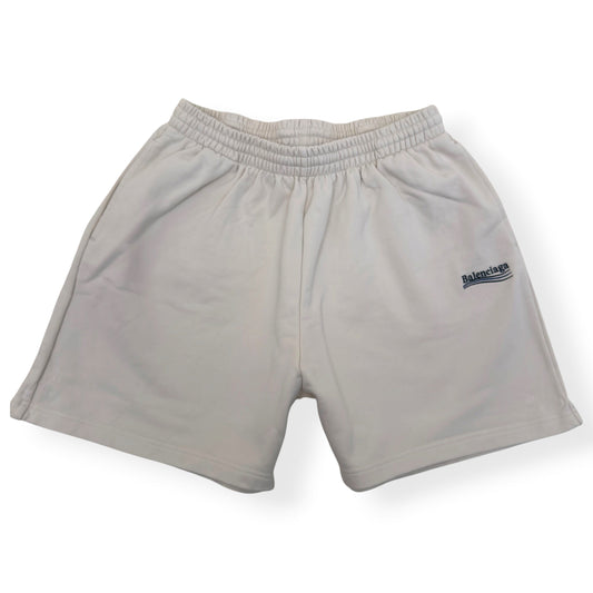 BALENCIAGA POLITICAL LOGO SHORTS ECRU M | Medium, Ecru