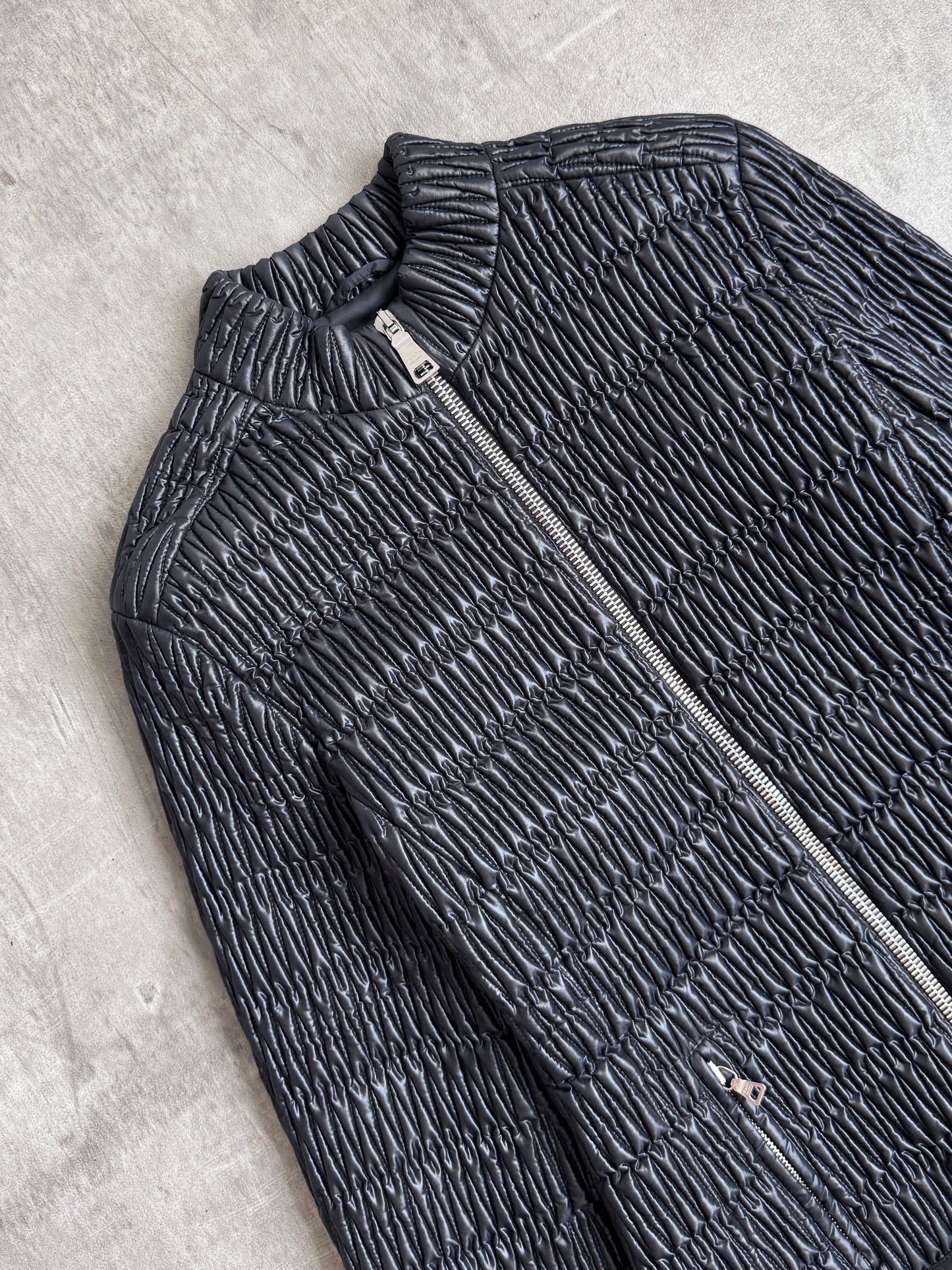 Prada Shirred Nylon Black Lightweight Puffer