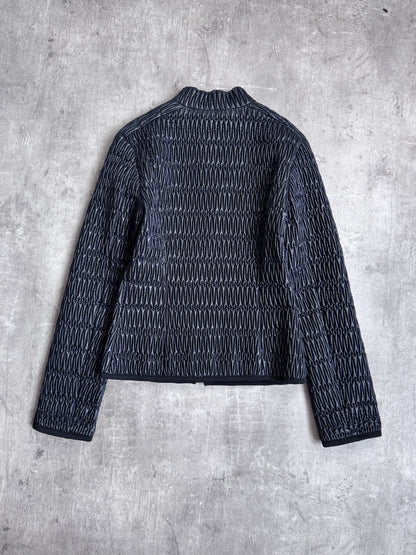 Prada Shirred Nylon Black Lightweight Puffer