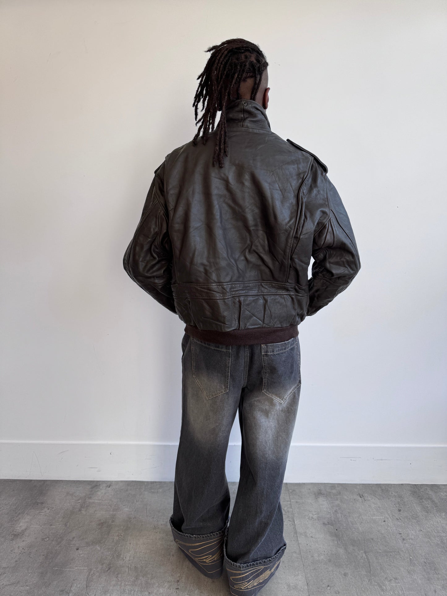 Censured Distressed Finish Brown Sheeps Leather Bomber