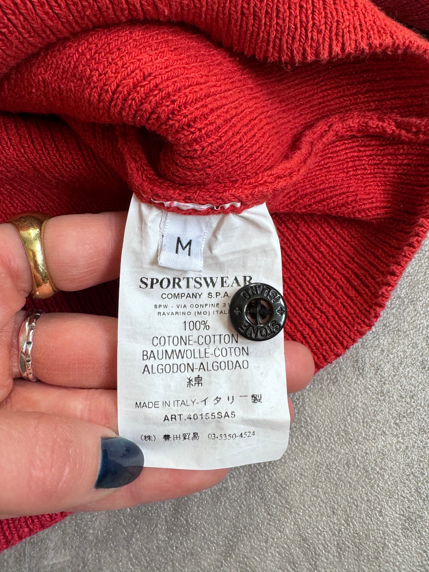 S/S 2004 Stone Island Hooded Red Knit Zip Up