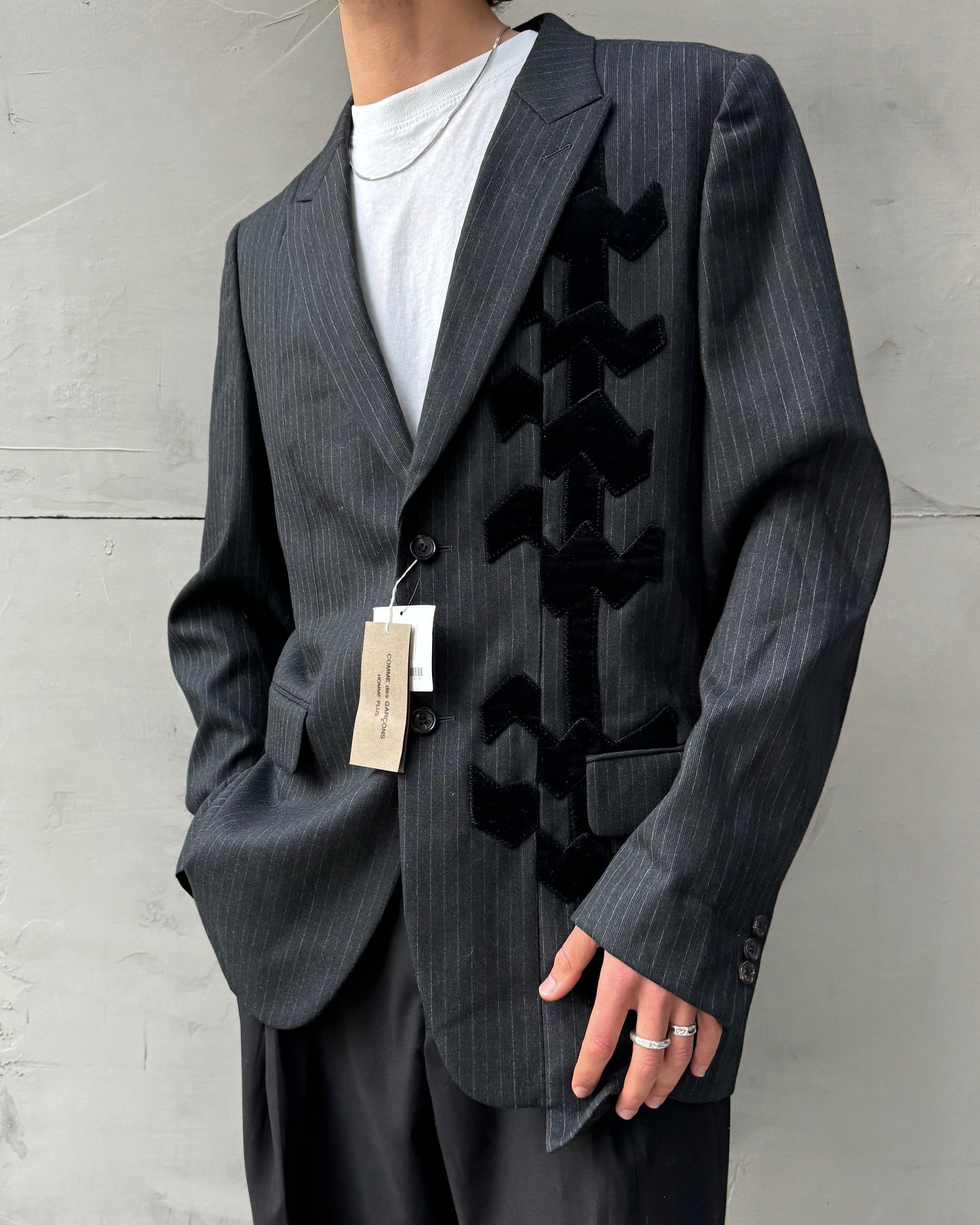 COMME DES GARCONS HOMME PLUS ASYMMETRIC WOOL BLAZER - L | Large, Black