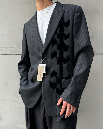 COMME DES GARCONS HOMME PLUS ASYMMETRIC WOOL BLAZER - L | Large, Black
