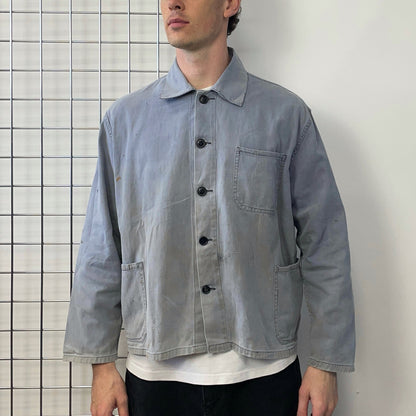Vintage Blue 60s/70s German Chore Jacket | Large, Blue