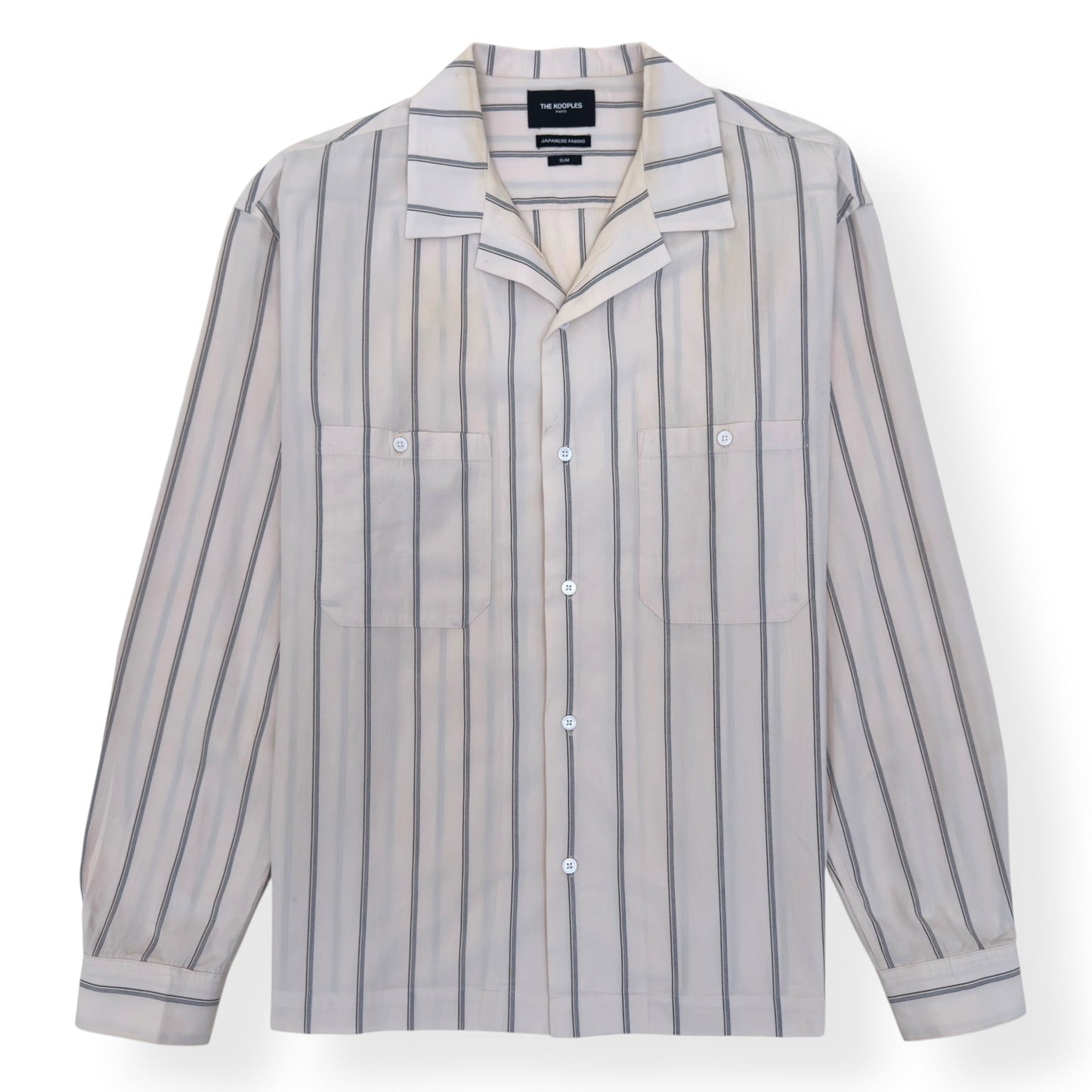 THE KOOPLES JAPANESE FABRIC STRIPED SHIRT CREAM L | Large, Cream