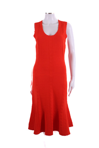 Diane Von Furstenberg S/S Knit Rib Dress Orange S | Small, Orange