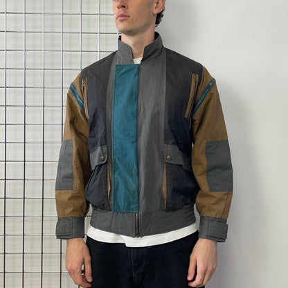 Hugo Boss Sports 90s Tri-Colour Removable Sleeve Bomber Jacket | Large, Red