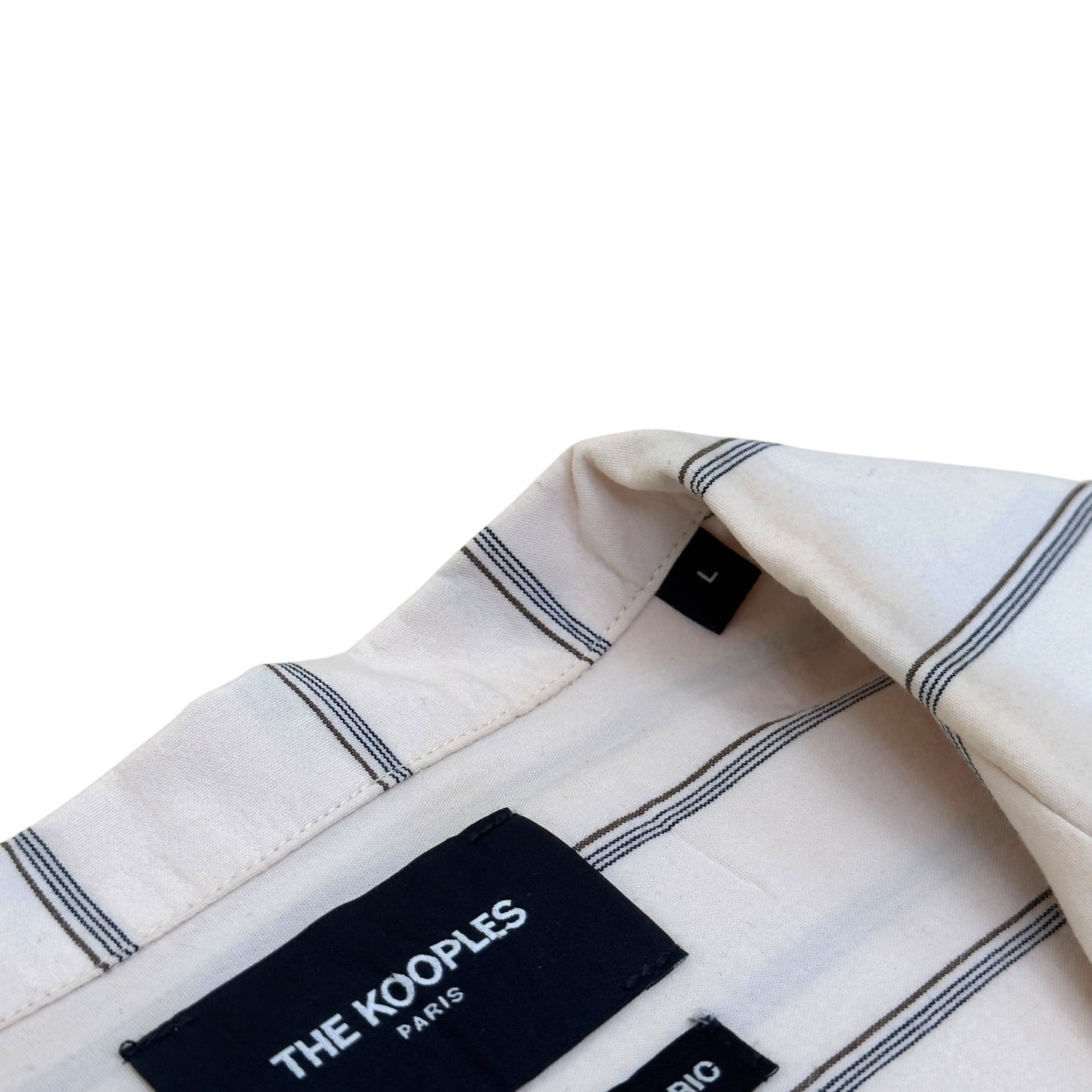 THE KOOPLES JAPANESE FABRIC STRIPED SHIRT CREAM L | Large, Cream