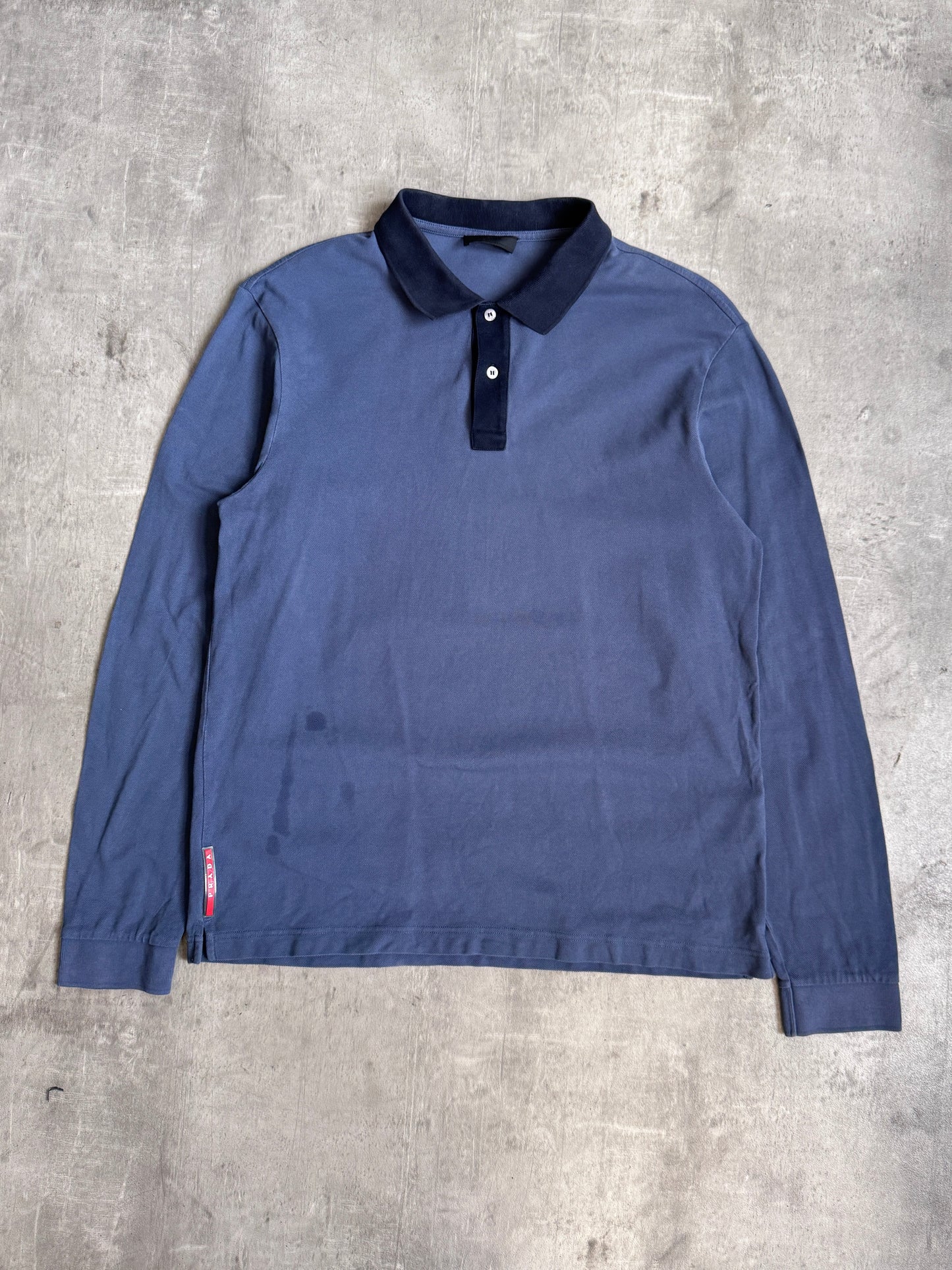 Prada Two Tone Long Sleeve Polo Shirt