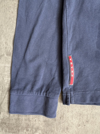 Prada Two Tone Long Sleeve Polo Shirt