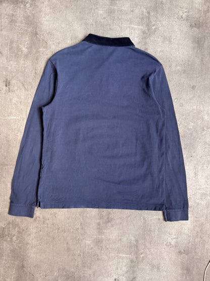 Prada Two Tone Long Sleeve Polo Shirt