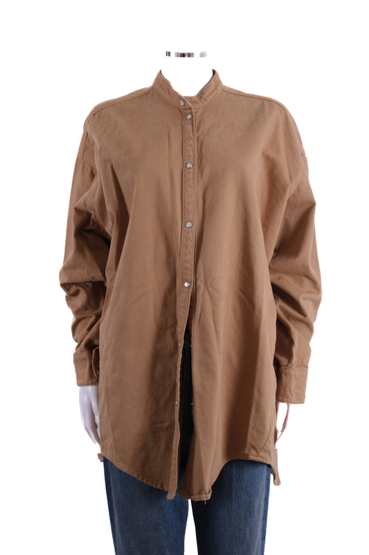 Mes Demoiselles Button Up Denim Shirt Beige M | Medium, Beige