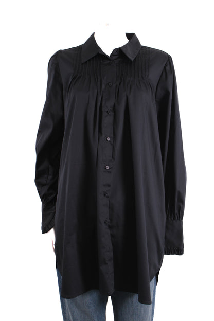 Levete Room L/S Pleated Shirt Tunic Dress Black M | Medium, Black