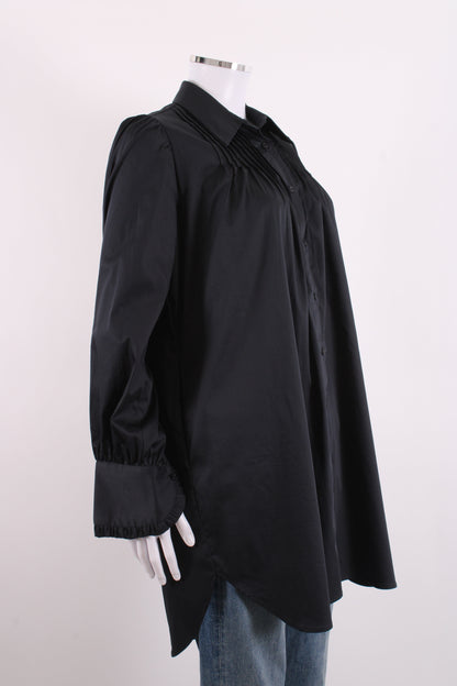 Levete Room L/S Pleated Shirt Tunic Dress Black M | Medium, Black