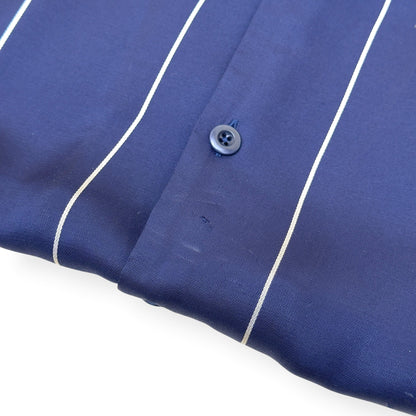 SANDRO PARIS STRIPED SHORT SLEEVE SHIRT NAVY L | Large, Navy