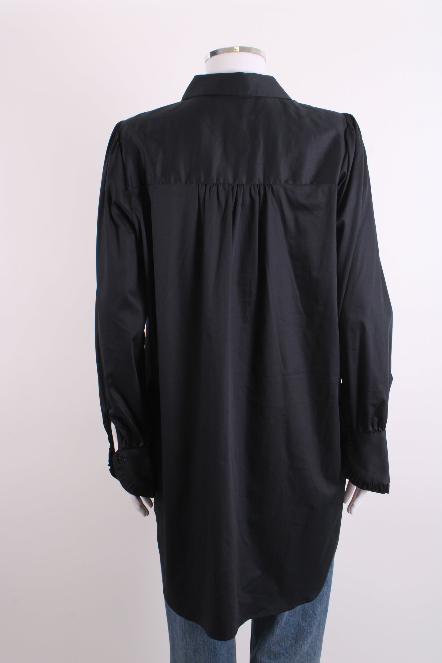 Levete Room L/S Pleated Shirt Tunic Dress Black M | Medium, Black