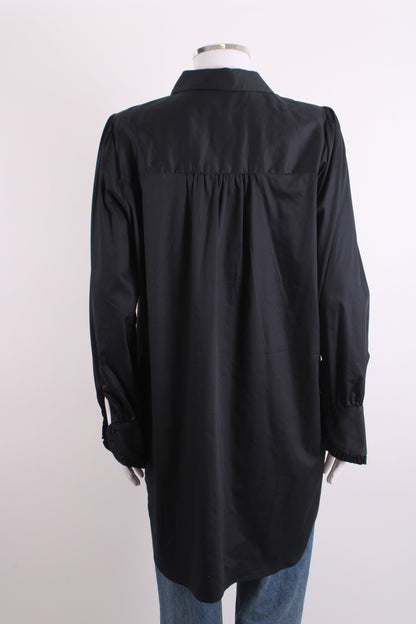 Levete Room L/S Pleated Shirt Tunic Dress Black M | Medium, Black