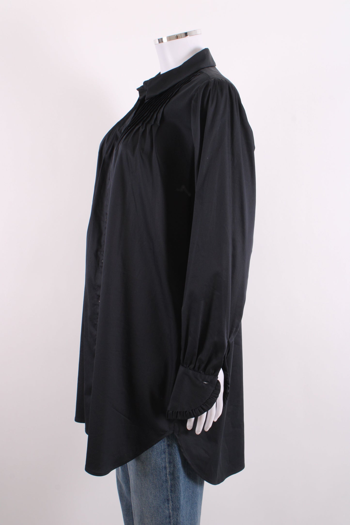 Levete Room L/S Pleated Shirt Tunic Dress Black M | Medium, Black